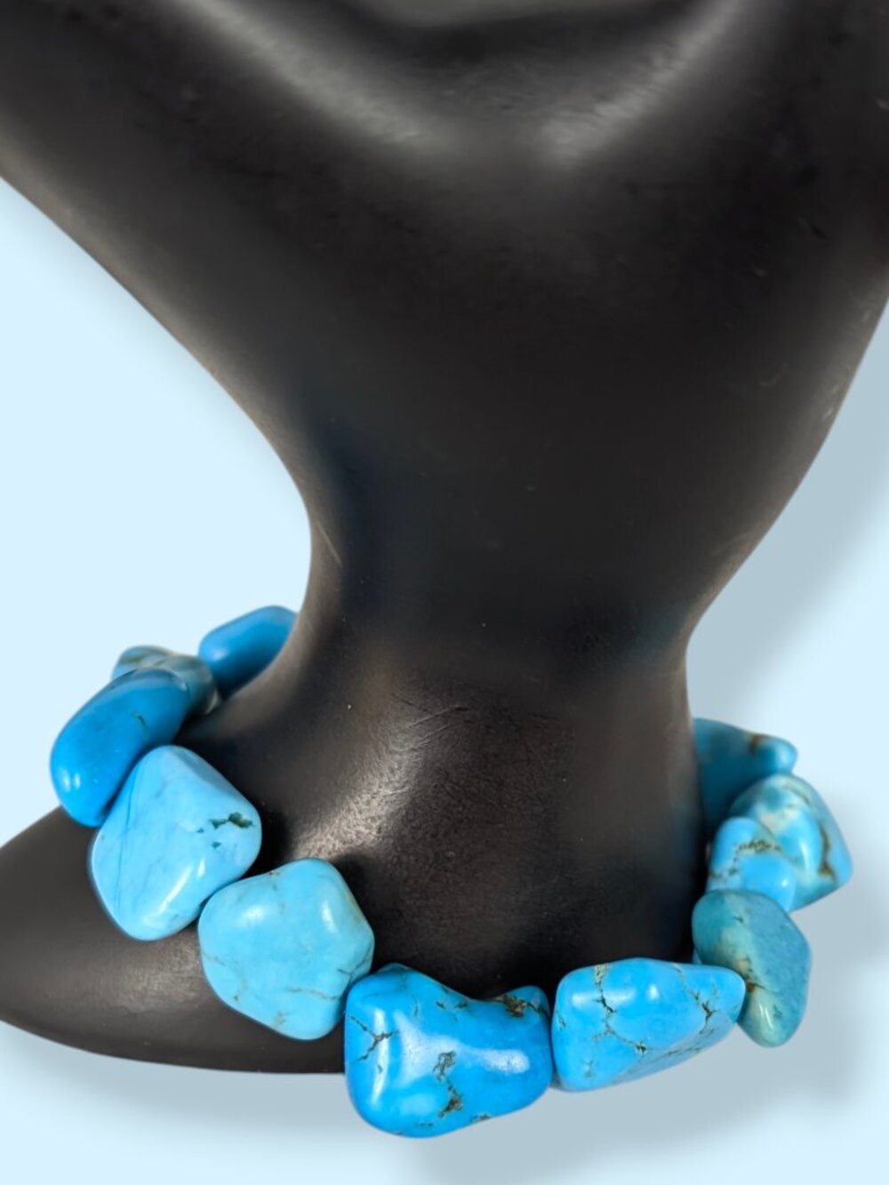 Bohemian Turquoise-Tone Dyed Howlite Nugget Stretch Bracelet